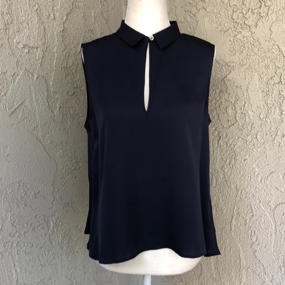 Theory Tops - Theory Navy Blue Silk Blouse With Collar Medium